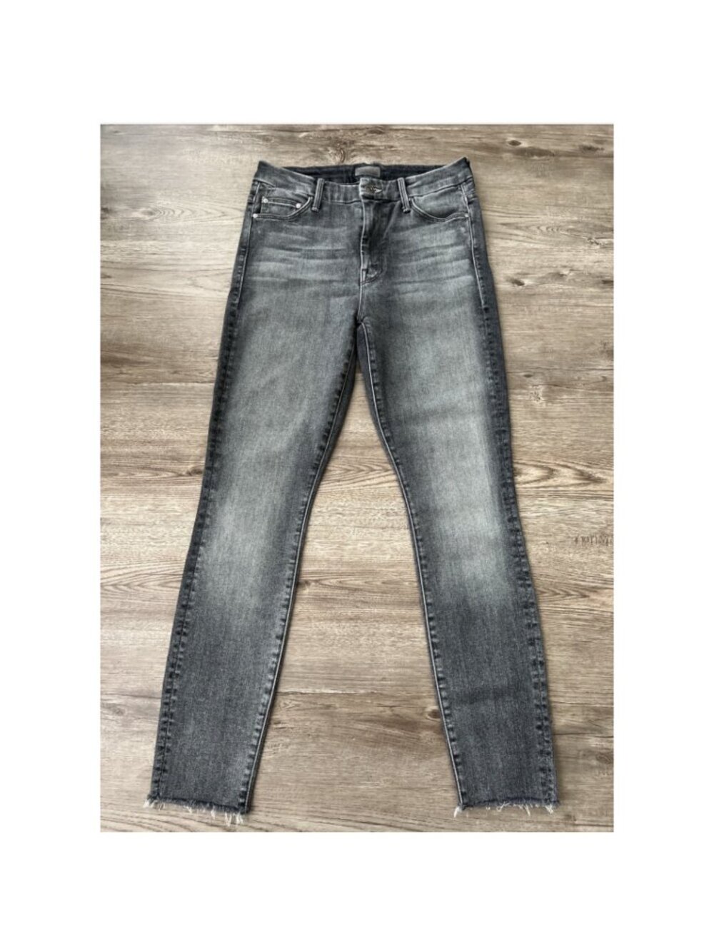 MOTHER High Waisted Looker Ankle Fray Jeans‎ Womens 27 Huntress Gray Skinny USA